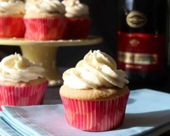 Champagne and Strawberry Cupcakes with Champagne Buttercream