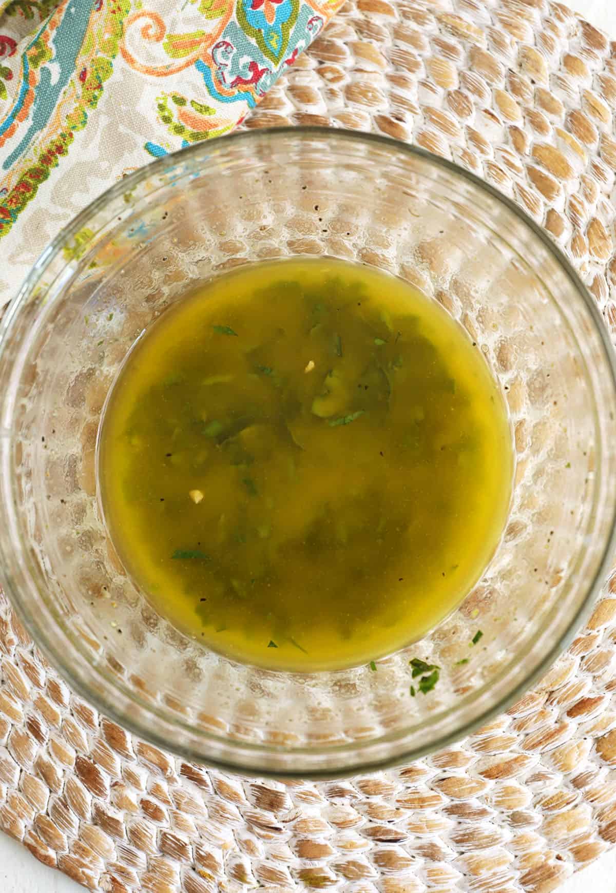 Marinade for grilled lamb loin chops in bowl