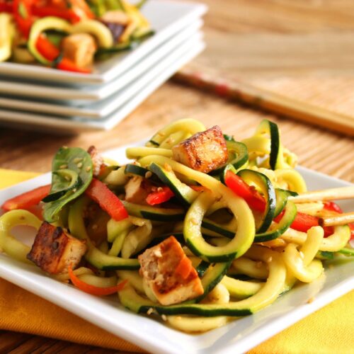 Asian Style Zucchini Noodle Salad with Baked Tofu The Suburban Soapbox
