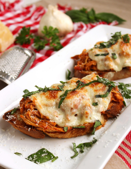 Open-Faced Pulled Chicken Parmesan Sandwich | The Suburban Soapbox