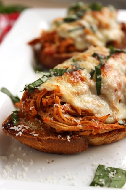 Open-Faced Pulled Chicken Parmesan Sandwich | The Suburban Soapbox
