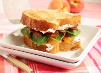 Bacon “Lettuce” and Peach Sandwich with Basil Mayo