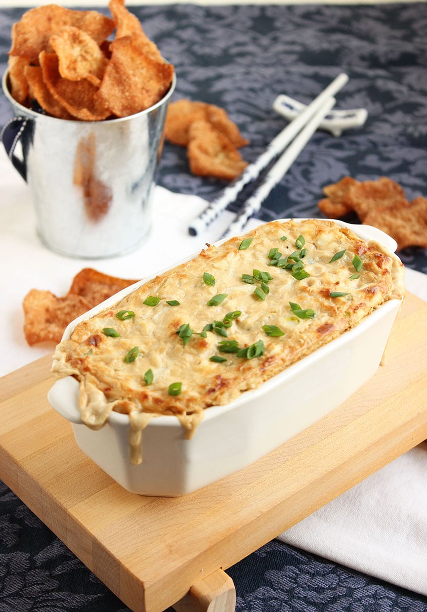 Crab Rangoon Dip with Five Spice Chips - The Suburban Soapbox
