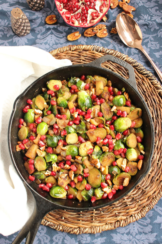 Skillet Brussels Sprouts with Apple, Pecans and Pomegranate | The Suburban Soapbox