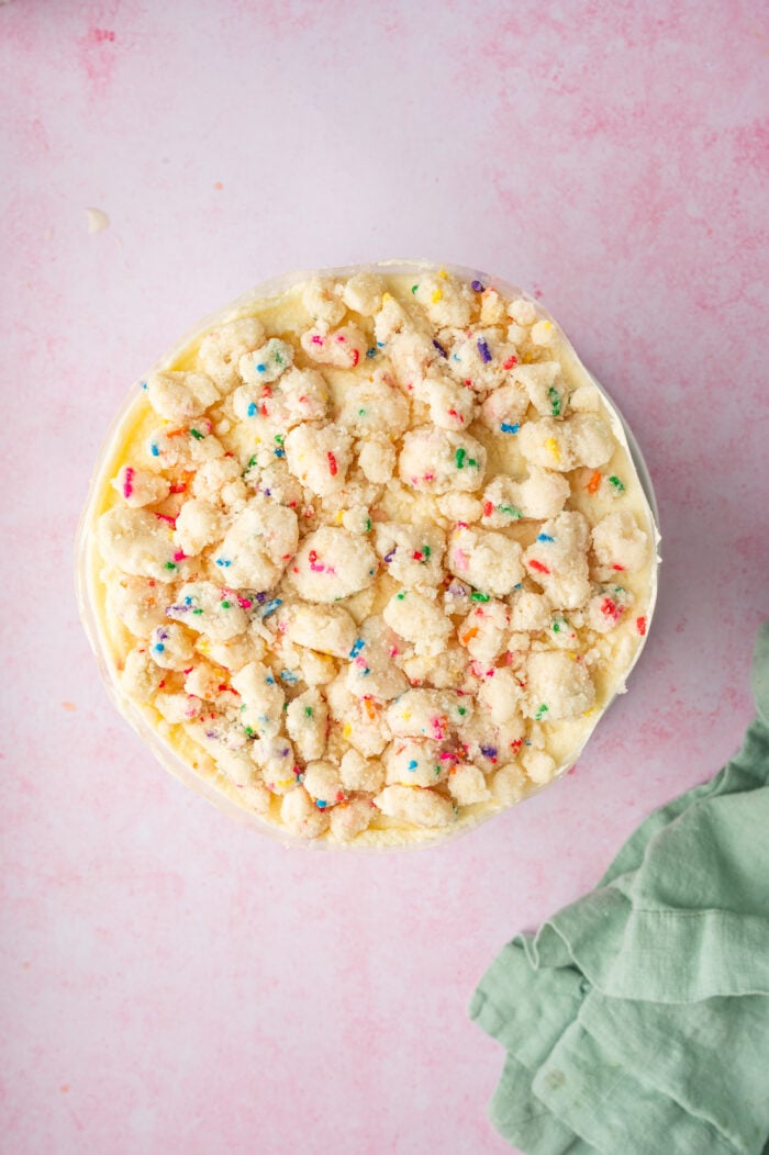 Top-down view of Milk Bar birthday cake