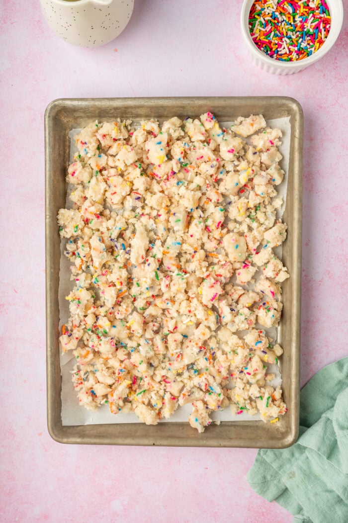 Birthday cake crumbles for Milk Bar birthday cake