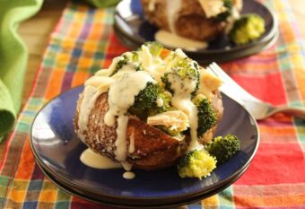 Cheddar Broccoli and Chicken Stuffed Baked Potatoes