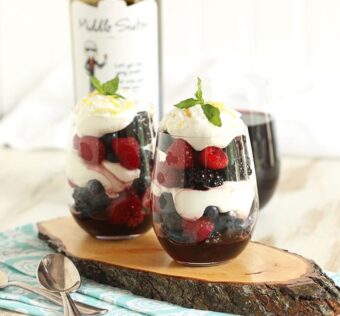 Red Wine Berry Parfaits with Honey Whipped Goat Cheese