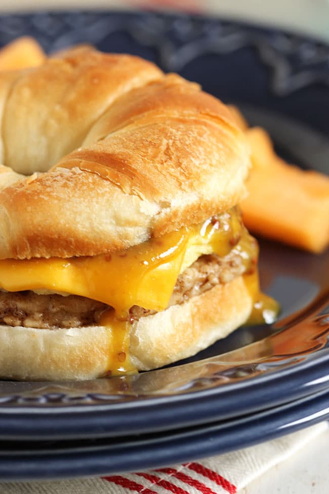 Sausage Egg and Cheese Croissant with Maple Dijon Sauce | The Suburban Soapbox  #FuelForSchool #ad