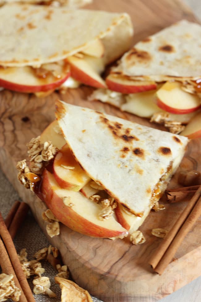 Crunchy Caramel Apple and Brie Quesadilla | The Suburban Soapbox #FueledByGranola