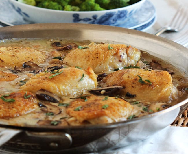 Pan Roasted Chicken Thighs with Creamy Mushroom Tarragon Sauce - The ...