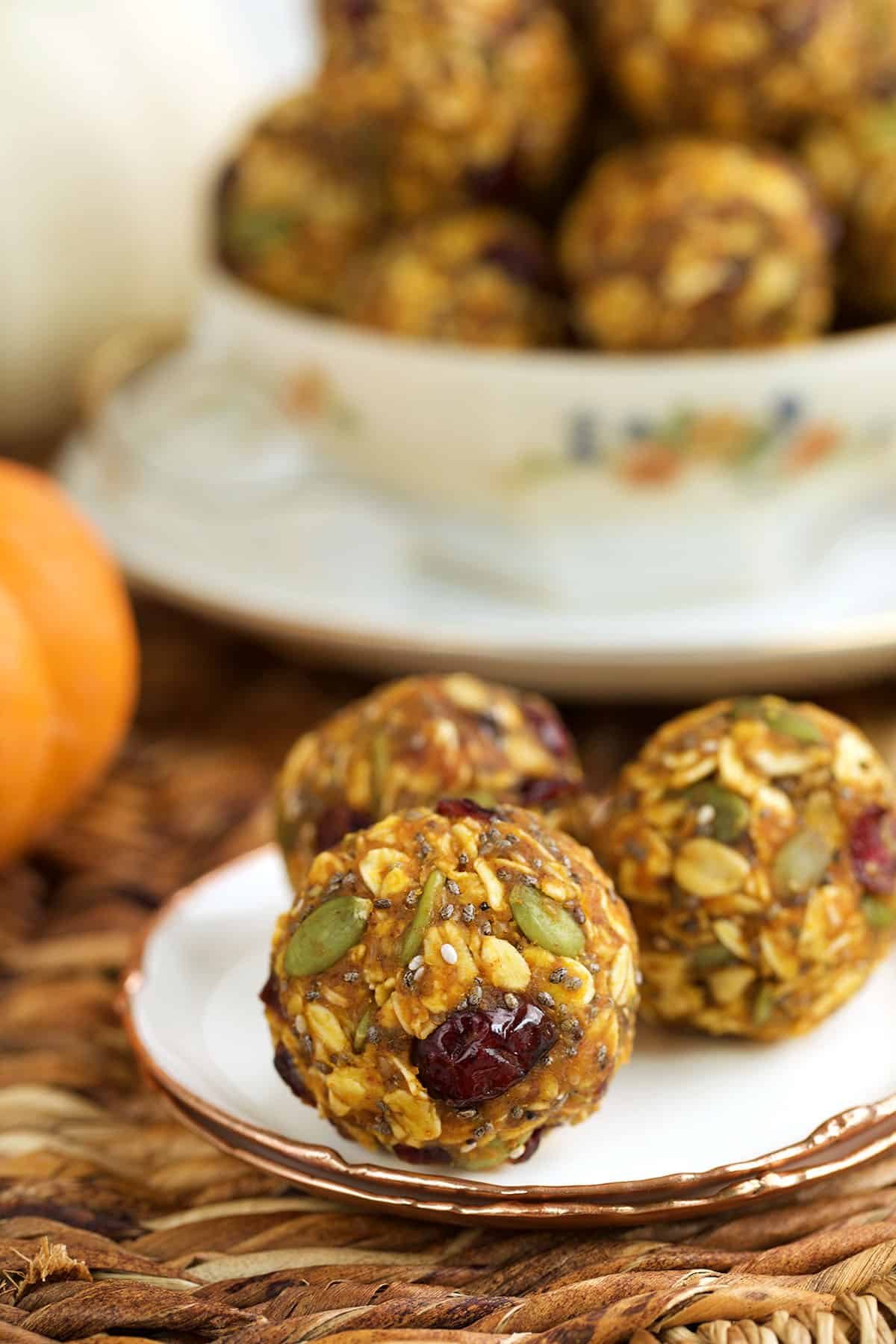 Plate of pumpkin energy bites