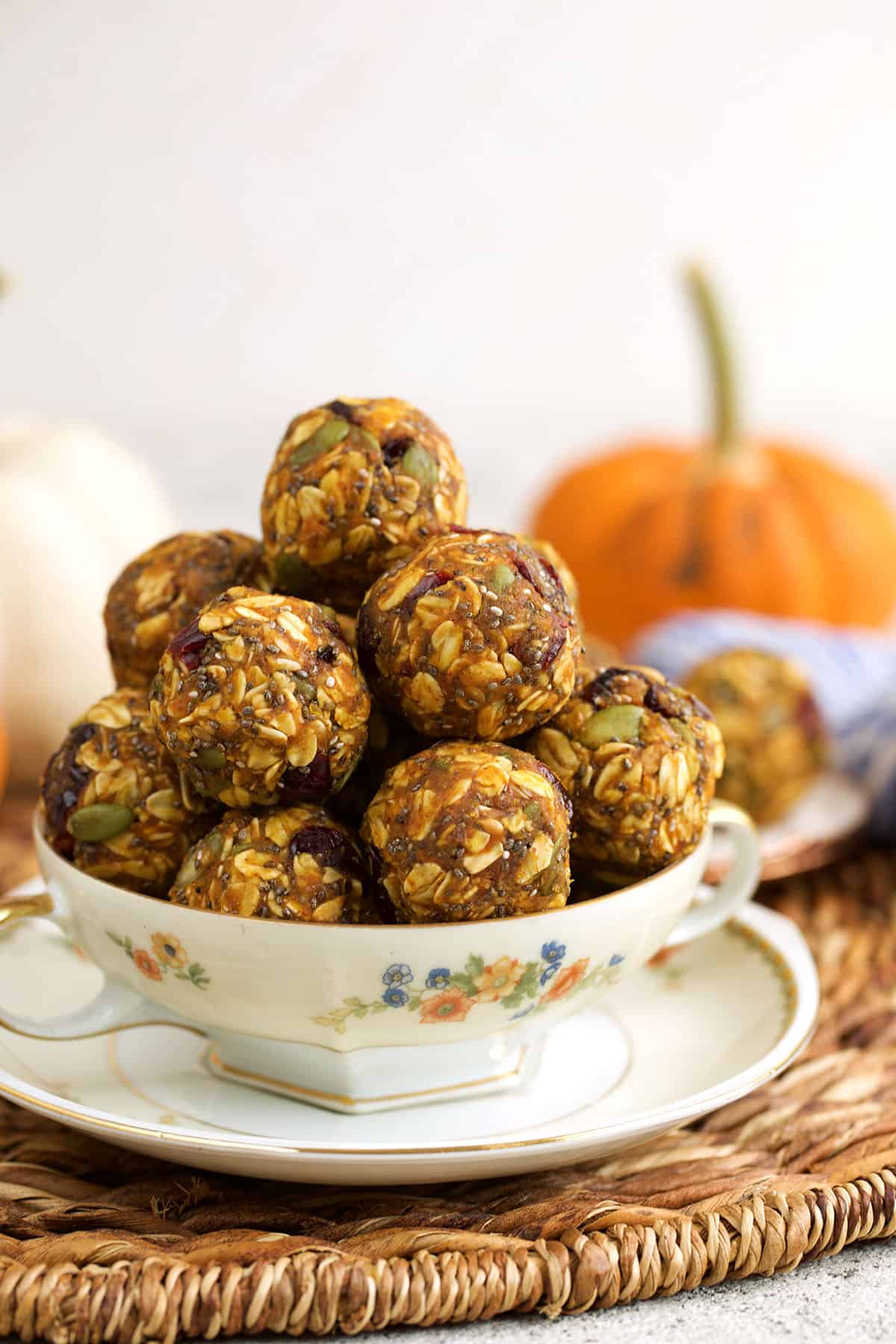 Bowl of pumpkin energy bites