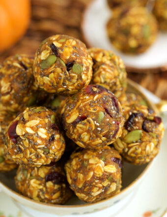 Bowl of pumpkin energy bites