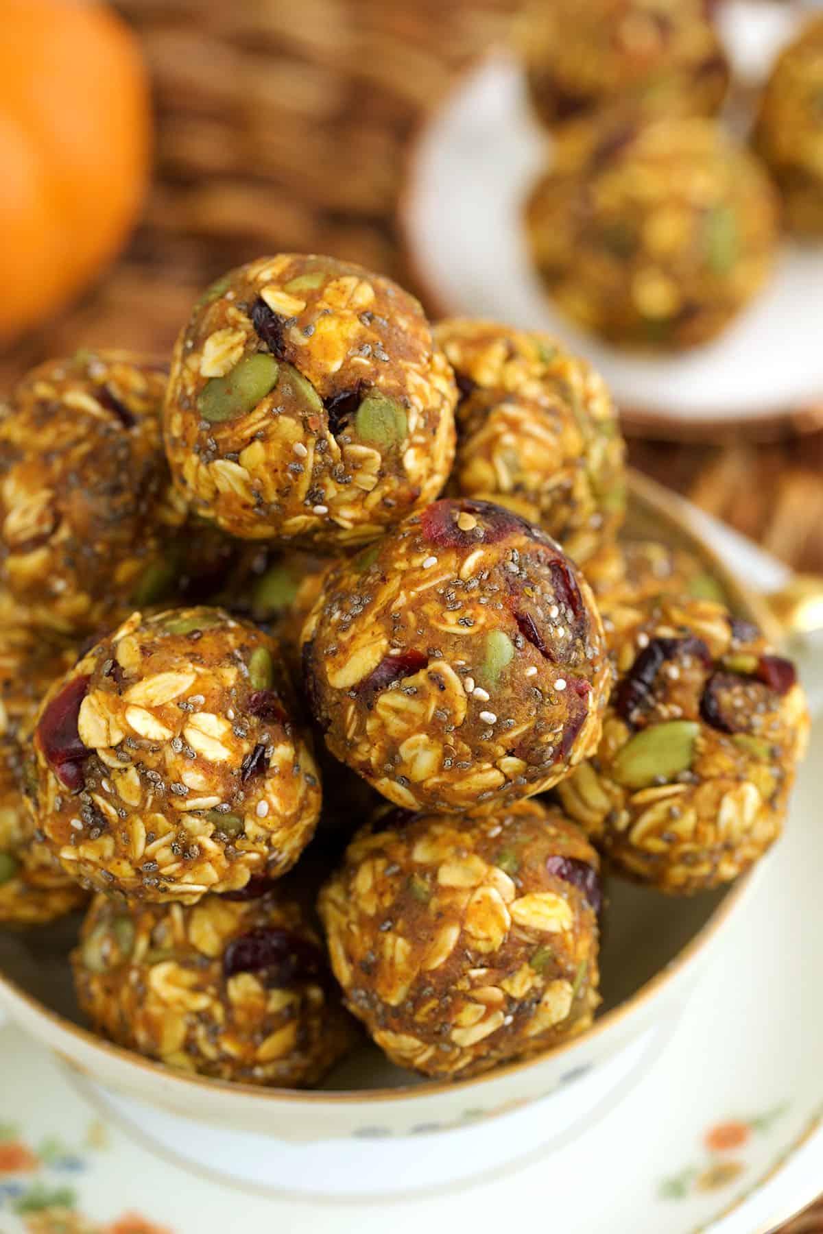 Bowl of pumpkin energy bites