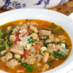Bowl of Italian sausage soup