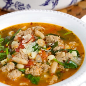 Bowl of Italian sausage soup