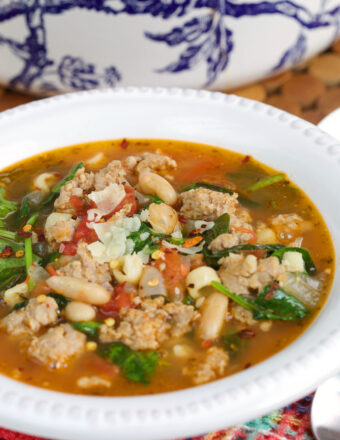 Bowl of Italian sausage soup