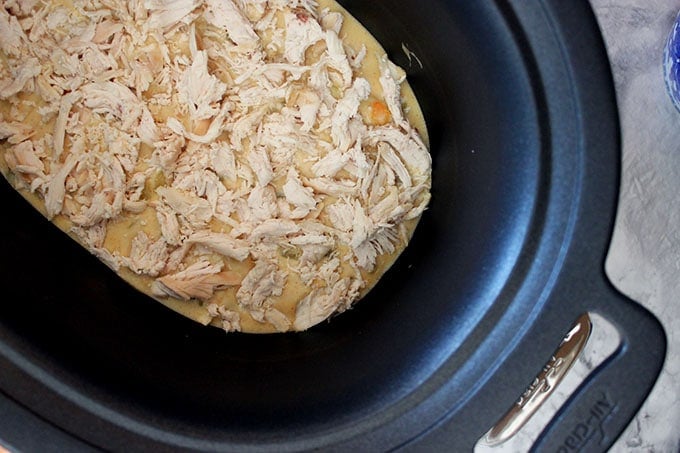 Slow Cooker White Chicken Enchilada Casserole | TheSuburbanSoapbox.com