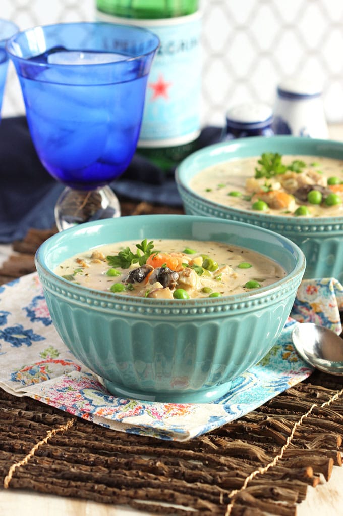 Creamy Chicken Soup with Artichokes and Mushrooms | TheSuburbanSoapbox.com