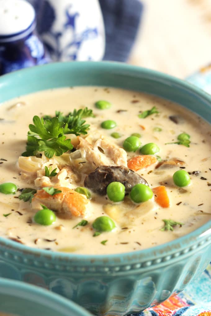 Creamy Chicken Soup with Artichokes and Mushrooms | TheSuburbanSoapbox.com