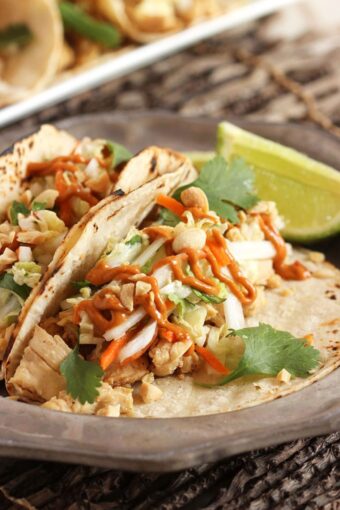 Thai Chicken Tacos with Spicy Peanut Sauce - The Suburban Soapbox