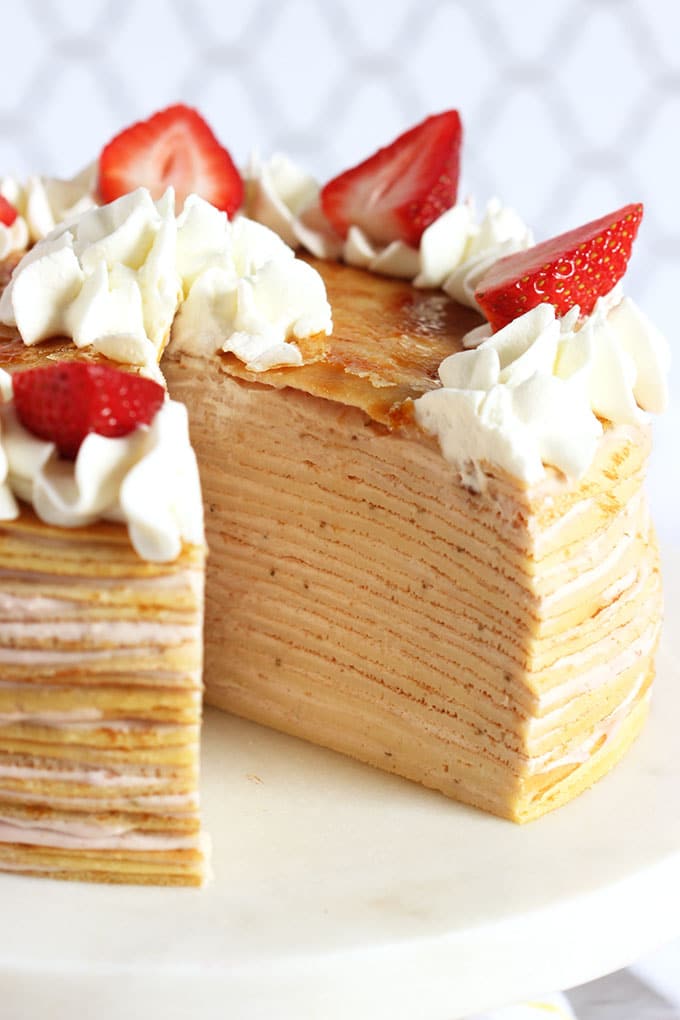 Strawberry Cream Crepe Cake | TheSuburbanSoapbox.com