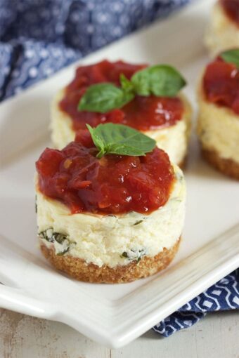 Mini Basil Parmesan Cheesecakes with Tomato Jam - The Suburban Soapbox