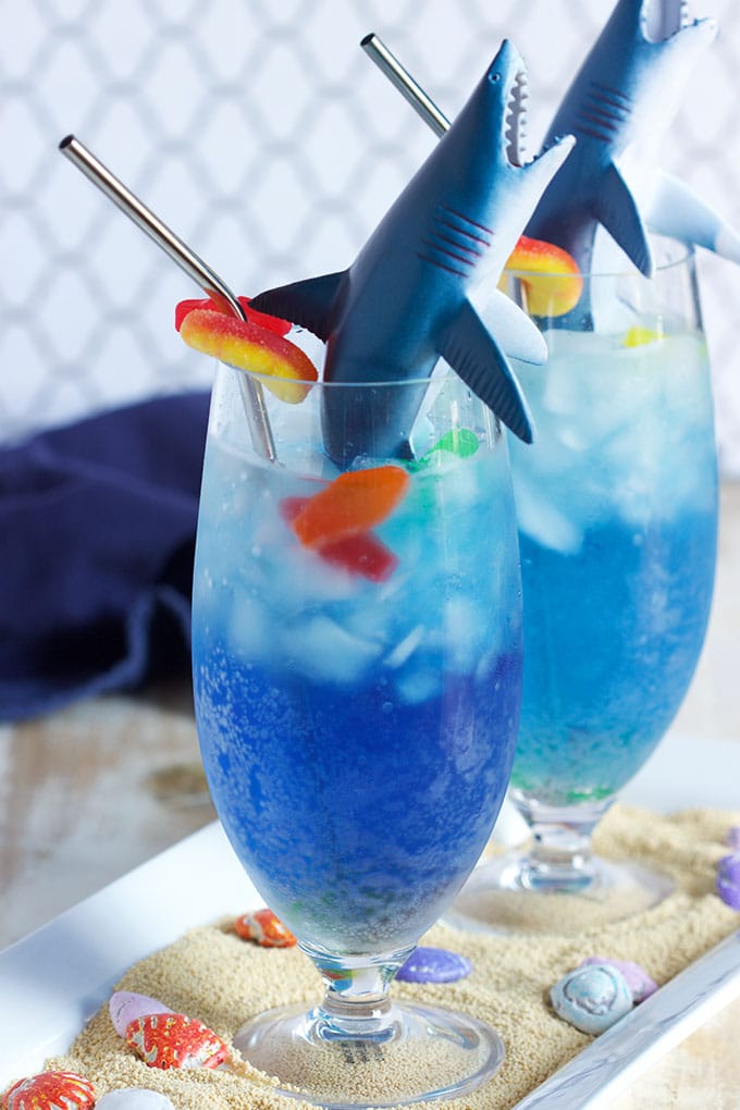 A fun kid-friendly Shark Attack Cocktail that's easy to make and perfect for Shark Week!