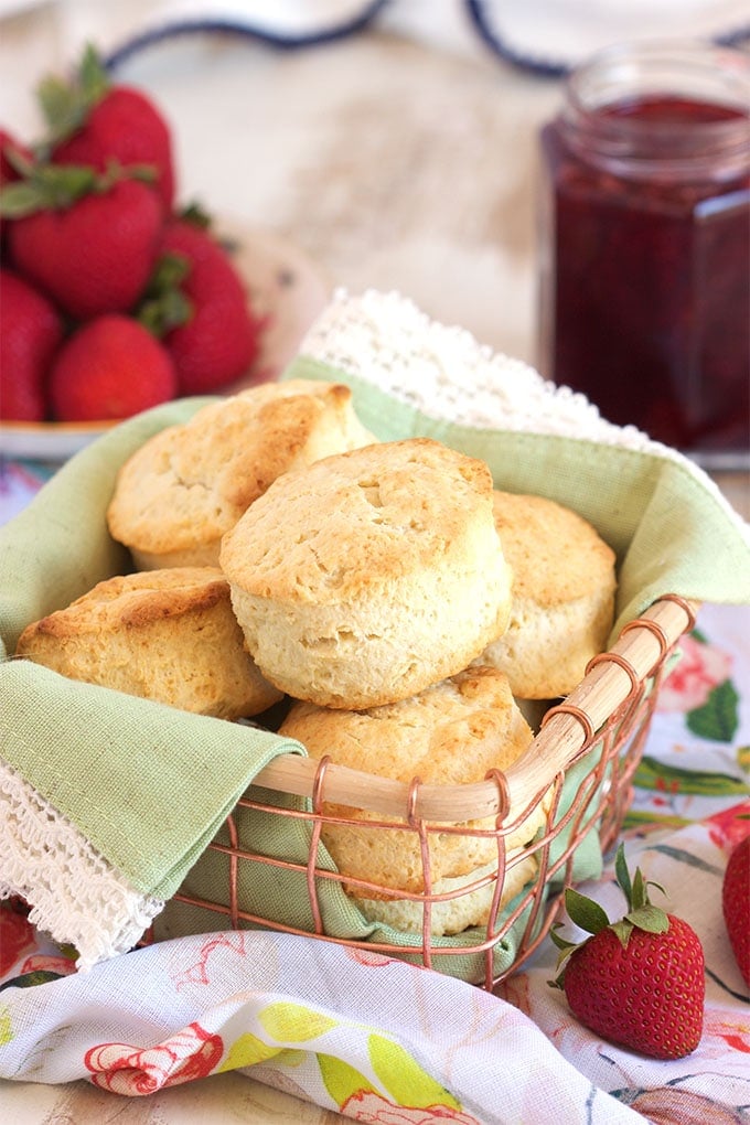 Super easy cream biscuits made with just TWO ingredients from TheSuburbanSoapbox.com.