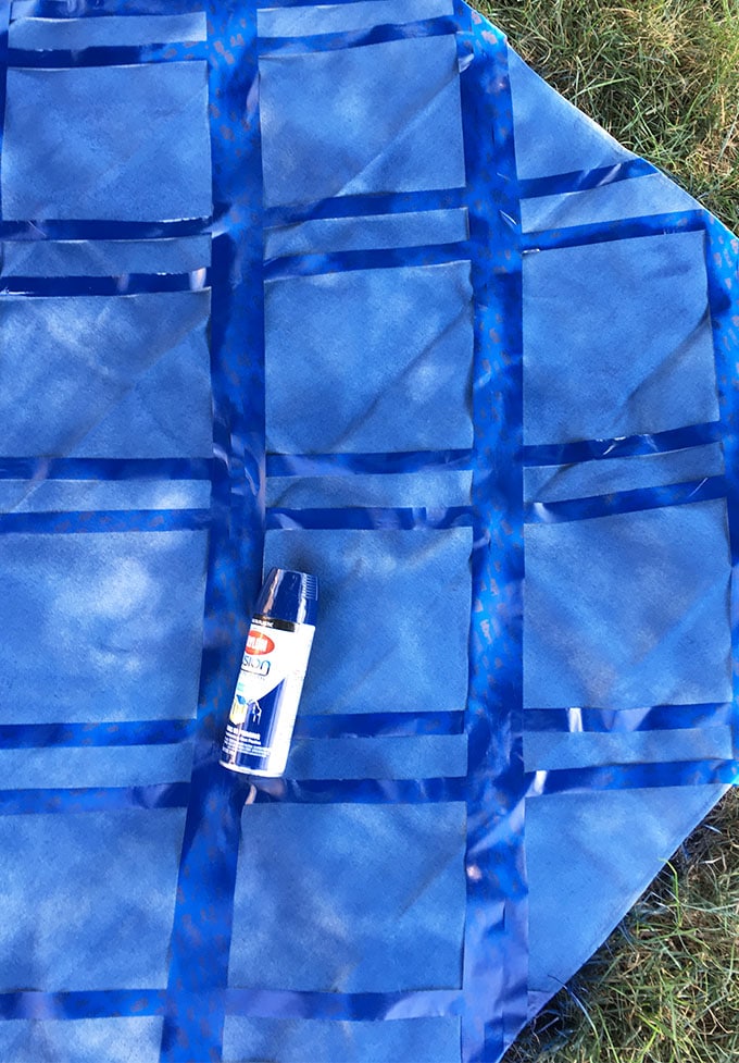 Super easy DIY No Sew Picnic Blanket is ready in 15 minutes and for under $10 from TheSuburbanSoapbox.com.