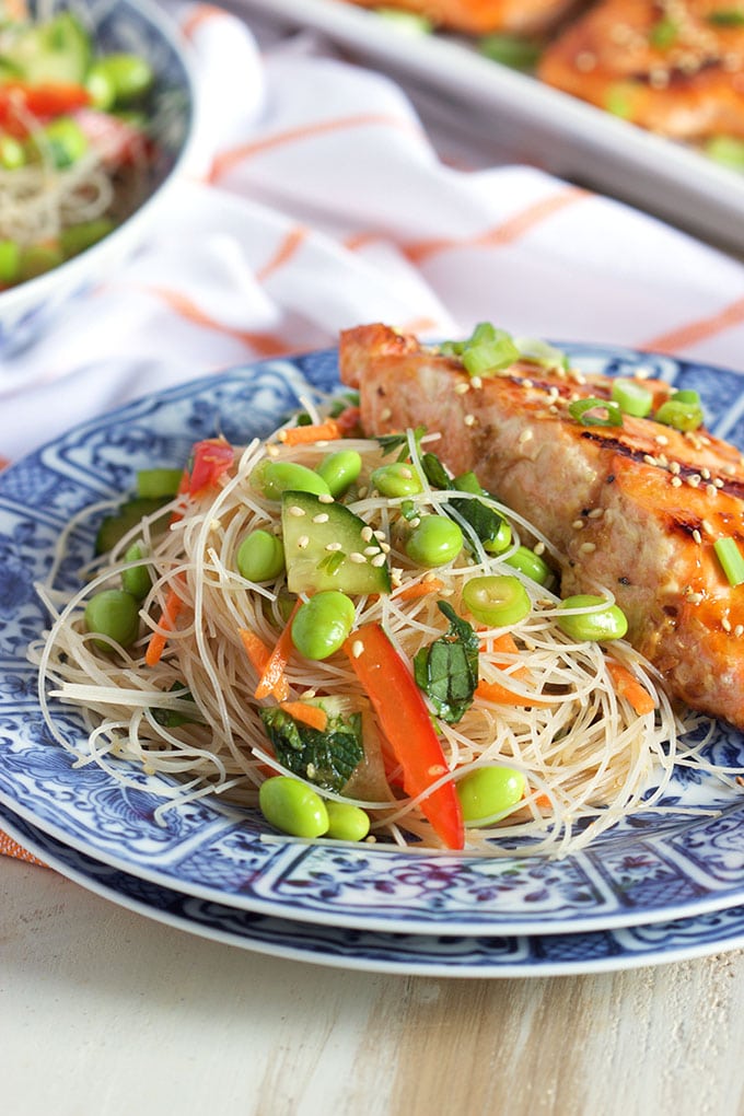 Ready in 15 minutes, this easy No Cook Asian Rice Noodle Salad is the perfect side dish from TheSuburbanSoapbox.com