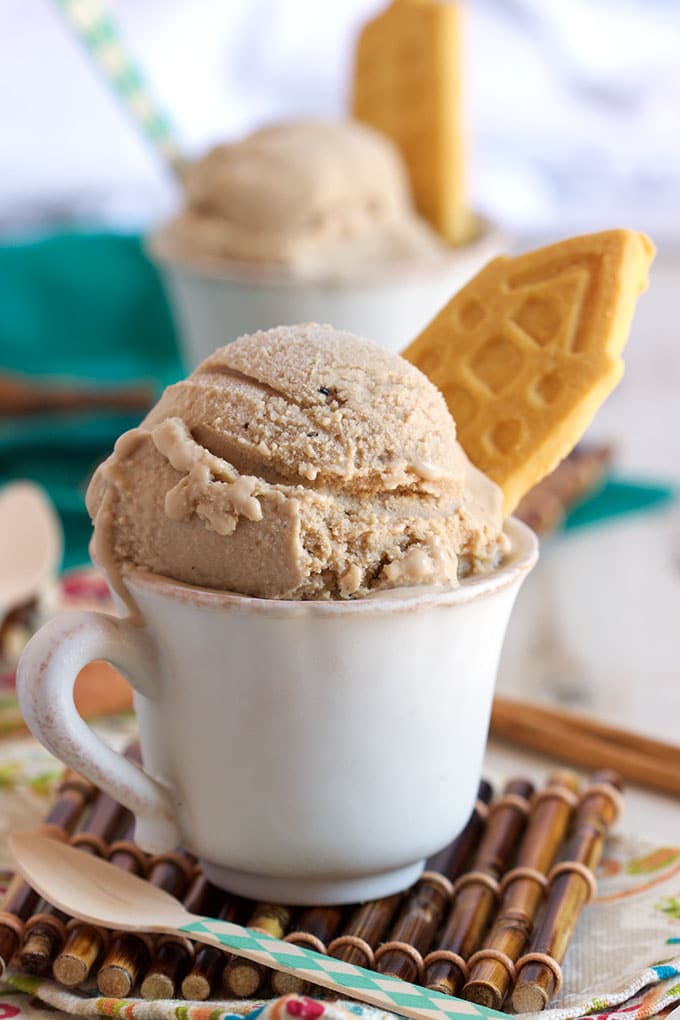 Warm spices flavor this addicting Vanilla Chai Ice Cream recipe for a creamy dream come true from TheSuburbanSoapbox.com.