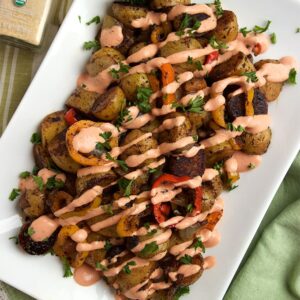 Cumin Spiced Roasted Potatoes with Goat Cheese Remoulade | ThesuburbanSoapbox.com #OrganicForAll