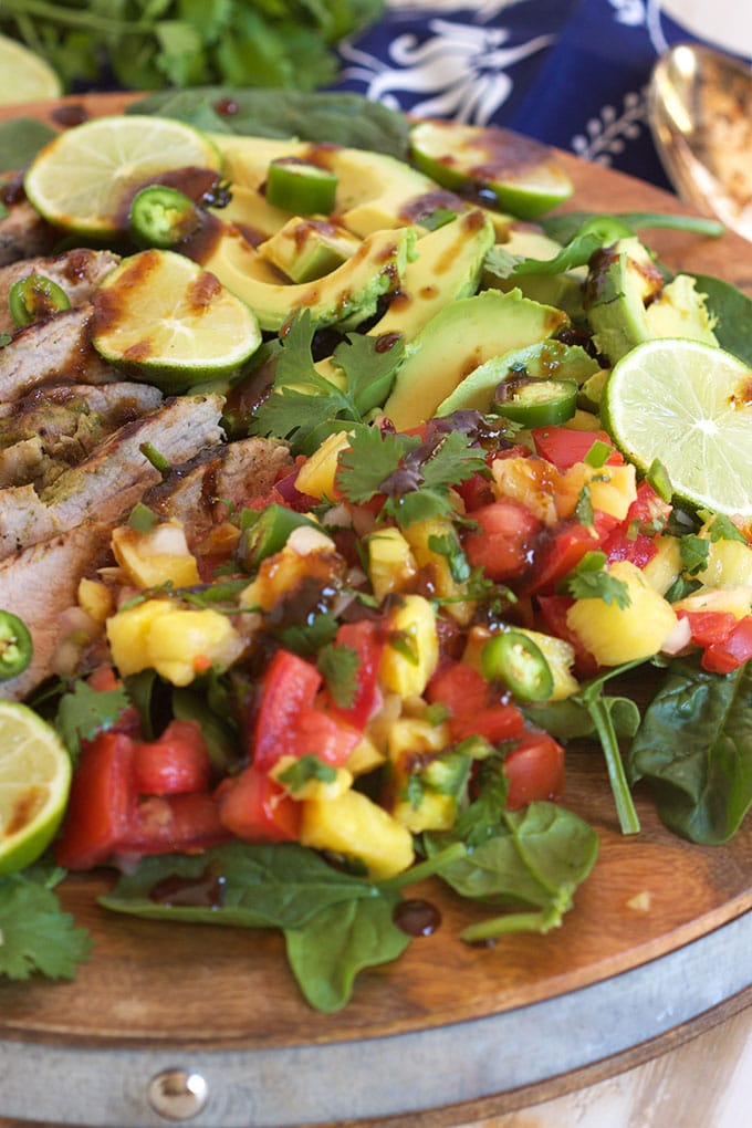 Super easy Jamaican Jerk Pork with Pico de Gallo is simple enough for an easy weeknight dinner. TheSuburbanSoapbox.com