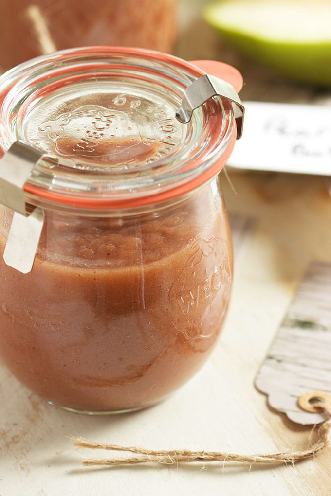 This easy to make Slow Cooker Pear Butter is like fall in a jar, perfect on everything. TheSuburbanSoapbox.com