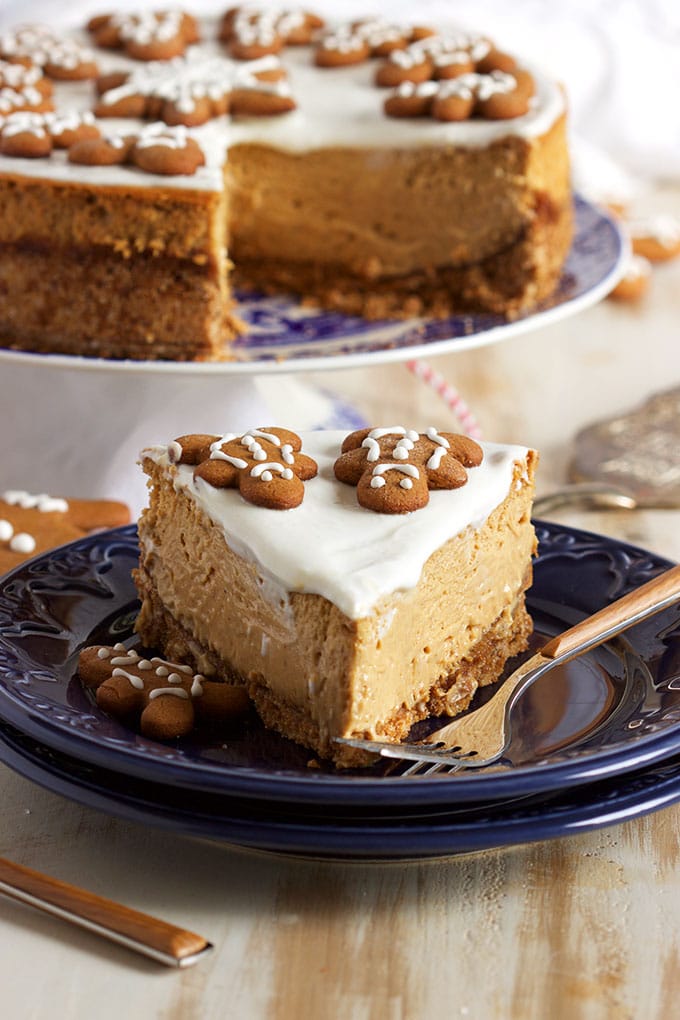 Easy to make and the BEST Gingerbread Cheesecake recipe ever because of one secret ingredient that surprises everyone! | TheSuburbanSoapbox.com