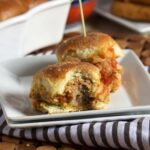 Feed a crowd on game day with these Easy Cheesy Meatballs Sliders. Ready in minutes! | ThesuburbanSoapbox.com #HalftimeHero