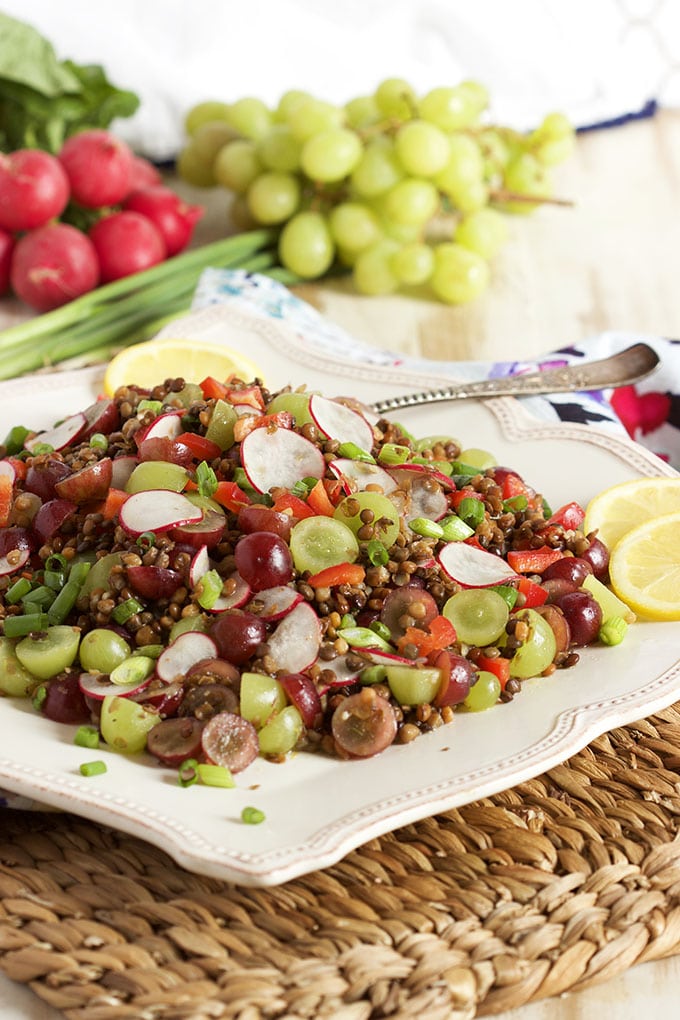 This easy Italian Lentil Salad with Grapes is fast, easy and fresh! The BEST side dish salad you'll ever make. | TheSuburbanSoapbox.com
