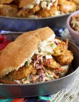 Simple to make Cornmeal Crusted Shrimp Po'Boy Sandwiches are packed with flavor and ready in minutes. | TheSuburbanSoapbox.com