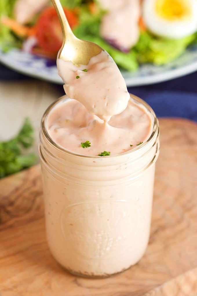 Quick and Easy Thousand Island Dressing recipe made completely from scratch. | TheSuburbanSoapbox.com