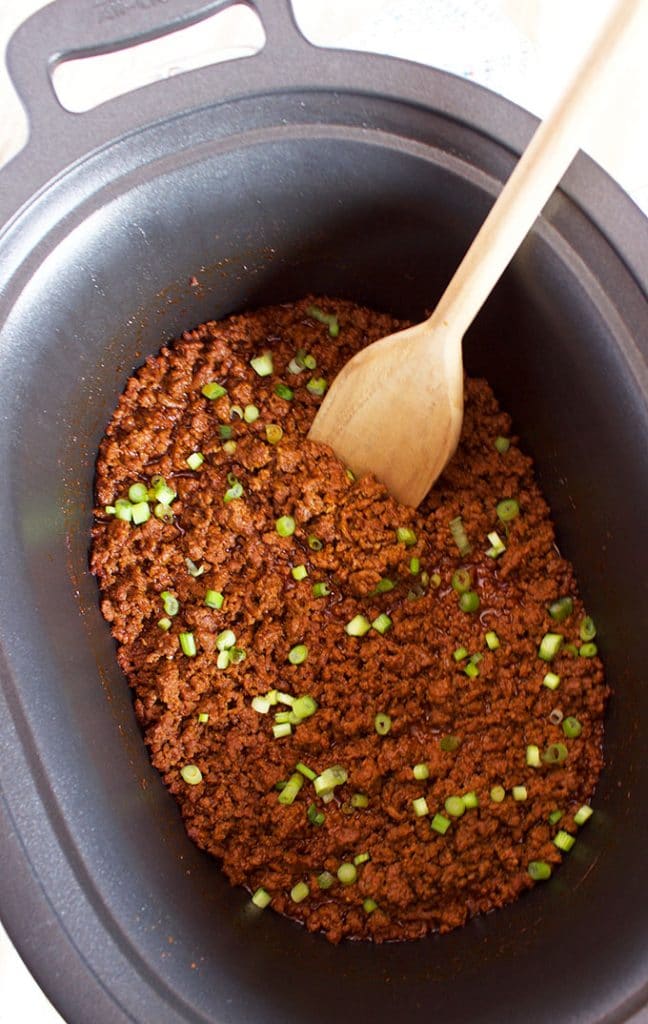 Super easy to make Slow Cooker Taco Beef is a great make ahead option for parties or busy weeknight dinners. | Thesuburbansoapbox.com