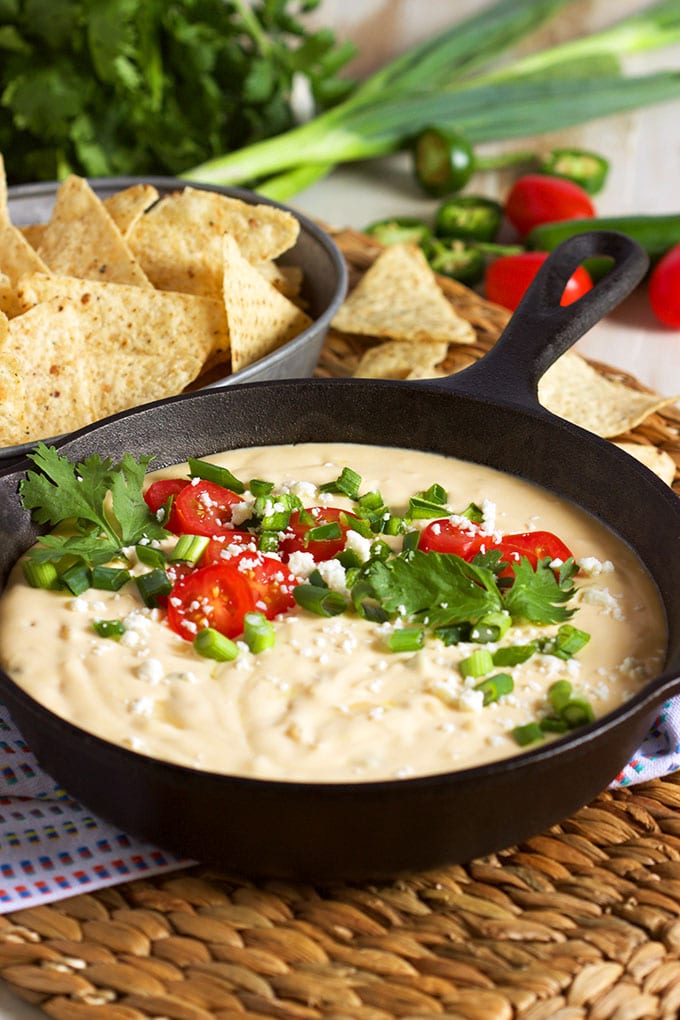 The Very Best White Queso Dip recipe is absolutely fool-proof, rich and creamy. No processed cheese here! | TheSuburbanSoapbox.com