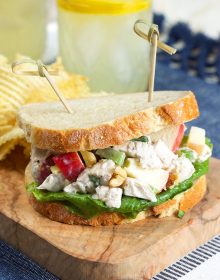 Quick, easy and a classic, this Chicken Waldorf salad recipe is perfect for easy weeknight dinners. | TheSuburbanSoapbox.com