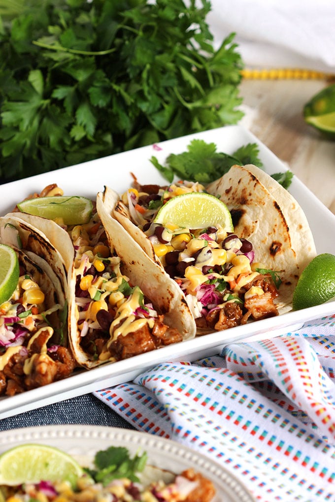 Super easy to make and ready in minutes, these Barbecue Pork Rib Tacos are fast, easy and FRESH! | TheSuburbanSoapbox.com