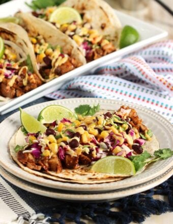 Super easy to make and ready in minutes, these Barbecue Pork Rib Tacos are fast, easy and FRESH! | TheSuburbanSoapbox.com
