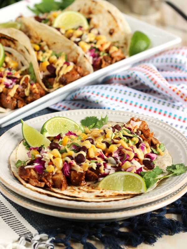 Super easy to make and ready in minutes, these Barbecue Pork Rib Tacos are fast, easy and FRESH! | TheSuburbanSoapbox.com