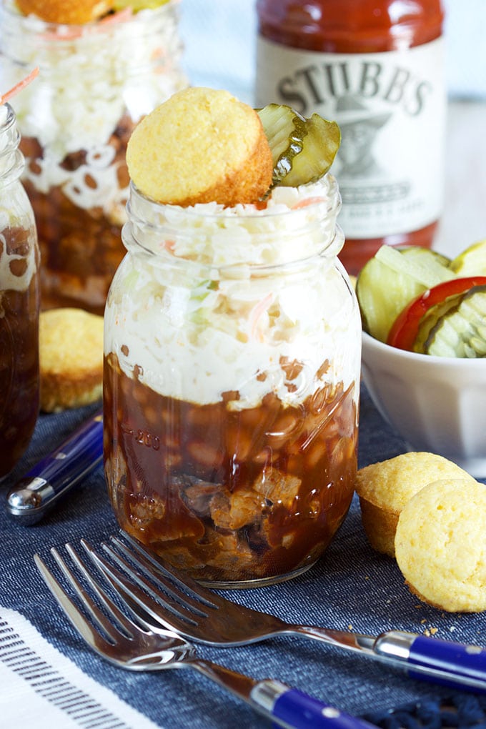 Super easy and perfect for summer parties, Barbecue Beef Brisket Sundaes are a huge hit with guests and the cowboys in your life! | TheSuburbanSoapbox.com