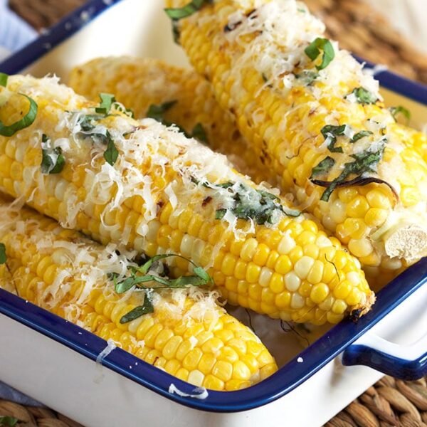 Basil Parmesan Grilled Corn on the Cob - The Suburban Soapbox