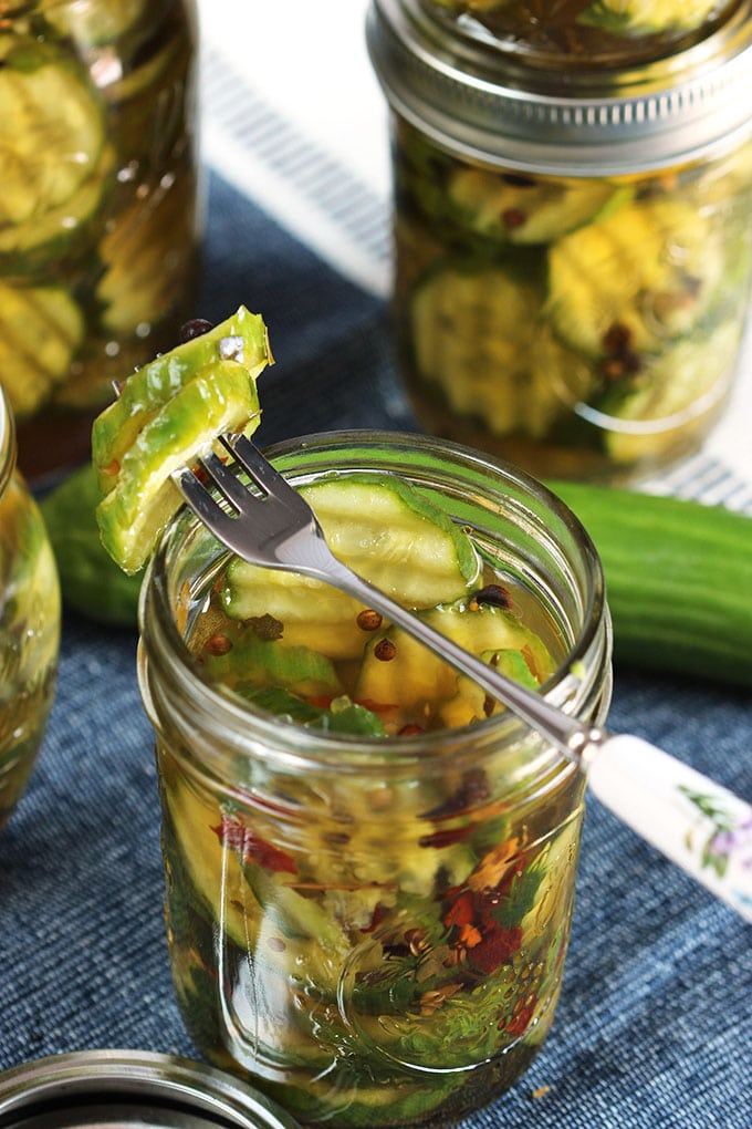 Super quick and easy to make Quick Bread and Butter Refrigerator Pickles are a summertime staple. | TheSuburbanSoapbox.com